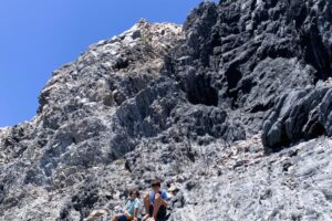 Victor and Paul on the obsidian rock at Bahia Pulpito