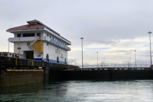 Inside the locks of the Panama Canal