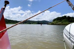 Gatun Lake in direction to the Pacific locks